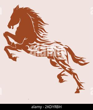 Ein Silhouetten-Clip-Art-Logo eines Pferdes auf beigefarbenem Hintergrund Stock Vektor