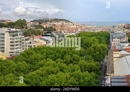 Luftaufnahme der Avenida Liberdade, Lissabon, Portugal Stockfoto