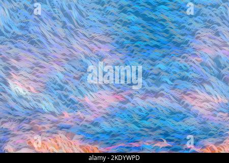 Ein nahtloses Unterwassermuster mit blauen, blassen, korallenfarbenen und orangefarbenen Farben Stock Vektor