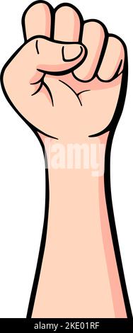 Demonstration, Revolution, Protest erhobene Armfäuste mit Kopierraum. Arm Silhouette Kampf um Rechte Konzept..Faust zeigt nach oben Vektor-Illustration. Stock Vektor