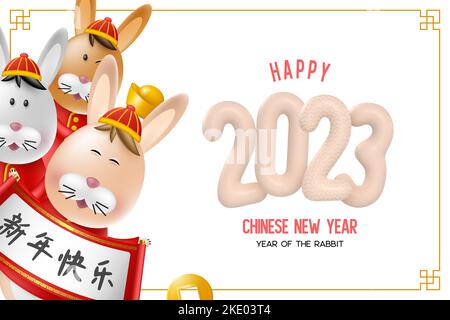 Grußbanner zum chinesischen Neujahr 2023. Stock Vektor