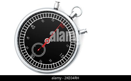 Stoppuhr isoliert auf weißem Hintergrund, 3D Rendering Stockfoto