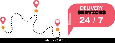 Eine digitale Illustration eines Werbebanners für ein Schild mit einem Zustelldienst Stock Vektor