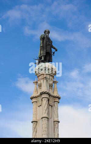 Denkmal für Afonso de Albuquerque auf dem gleichnamigen Platz im Stadtteil Belém der Stadt Lissabon Stockfoto