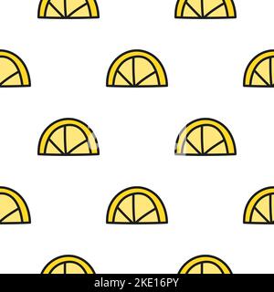 Nahtloses Muster mit kritzelfarbenen Zitronenscheiben. Stock Vektor