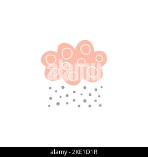 Niedliche skandinavische Regen- oder Schneewolke für Kinderplakate, Kinderkunst, Boho-Karten, Babydusche, Textil isoliert auf weißem Hintergrund. Stock Vektor