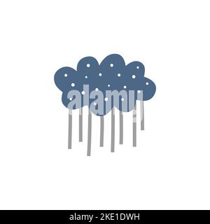 Nette skandinavische Regenwolke für Kinderplakate, Kinderkunst, Boho-Karten, Babydusche, Textil isoliert auf weißem Hintergrund. Stock Vektor