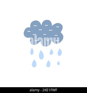 Nette skandinavische Regenwolke für Kinderplakate, Kinderkunst, Boho-Karten, Babydusche, Textil isoliert auf weißem Hintergrund. Stock Vektor