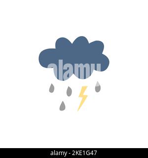 Nette skandinavische Regenwolke für Kinderplakate, Kinderkunst, Boho-Karten, Babydusche, Textil isoliert auf weißem Hintergrund. Stock Vektor