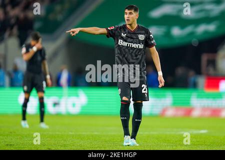 KÖLN, DEUTSCHLAND - NOVEMBER 9: Exequiel Palacios von Bayer 04 Leverkusen während des Bundesliga-Spiels zwischen 1. FC Köln und Bayer 04 Leverkusen am 9. November 2022 im RheinEnergieStadion in Köln (Foto: Rene Nijhuis/Orange Picturs) Stockfoto