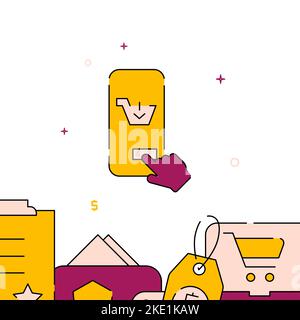 Online-Kauf Smartphone gefüllt Linie Vektor-Symbol, einfache Illustration, verwandten unteren Rand. Stock Vektor