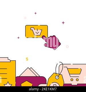 Online-Kauf Smartphone gefüllt Linie Vektor-Symbol, einfache Illustration, verwandten unteren Rand. Stock Vektor