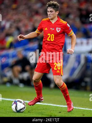 Aktenfoto vom 8-09-2021 von Wales' Daniel James. Manager Rob Page hat seine 26-Mann-Mannschaft für die Weltmeisterschaft in Katar angekündigt. Ausgabedatum: Mittwoch, 9. November 2022. Stockfoto