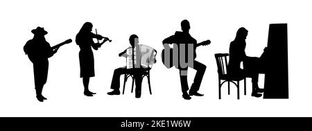 Silhouetten von Musikern. Vektordarstellung Stock Vektor