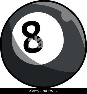 Ein süßer Kawaii-Billard mit schwarzer Kugel Nummer „8“ auf weißem Hintergrund Stock Vektor