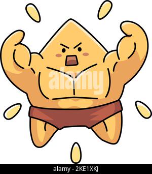 Ein süßer Kawaii Bodybuilder gelber Star Clipart Stock Vektor