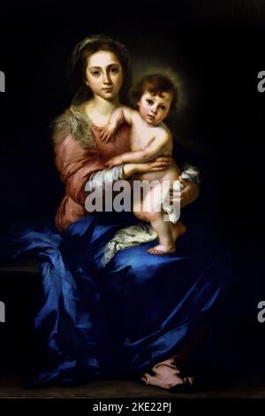 Madonna mit Kind von Bartolome Esteban Murillo 1617-1782 Spanien Spanischer Barockmaler Stockfoto