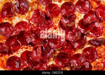 Pepperoni Pizza. Nahaufnahme. Stockfoto