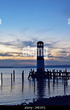 Leuchtturm in Podersdorf, Nationalpark Neusiedler See Seewinkel Stockfoto