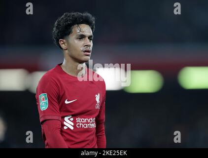 Anfield, Liverpool, Merseyside, Großbritannien. 9.. November 2022. Carabao Cup Football, Liverpool versus Derby County; Fabio Carvalho of Liverpool Credit: Action Plus Sports/Alamy Live News Stockfoto