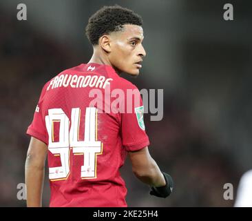 Anfield, Liverpool, Merseyside, Großbritannien. 9.. November 2022. Carabao Cup Football, Liverpool versus Derby County; Melkamu Frauendorf of Liverpool Credit: Action Plus Sports/Alamy Live News Stockfoto