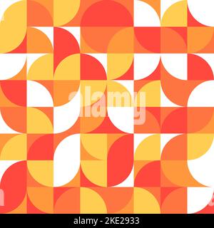 Abstraktes, nahtloses geometrisches Vektor-Muster im Retro-Design in orangen Farben Stock Vektor