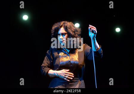 Gal Costa brasilianische Sängerin auf der Bühne, die eine Show aufführt. Sie war eine Hauptfigur der tropicalia- und Bossa Nova-Musikszene in Brasilien - am 30. Juli 2014 Stockfoto