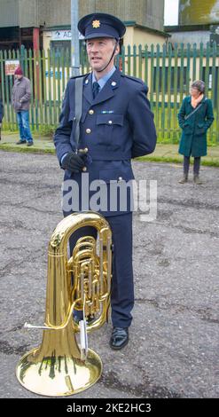 Cork Gardai Hundertjahrparade, anlässlich der Ankunft des Gardai in der Stadt, vor 100 Jahren. Die Parade fand am 2022. November statt. Stockfoto