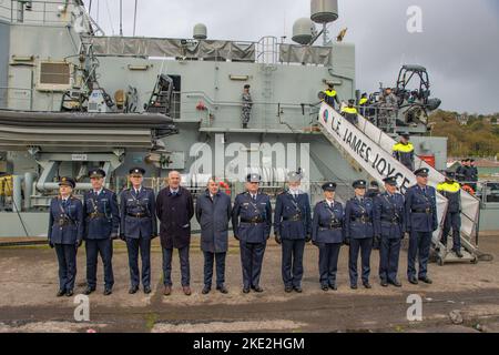 Cork Gardai Hundertjahrparade, anlässlich der Ankunft des Gardai in der Stadt, vor 100 Jahren. Die Parade fand am 2022. November statt. Stockfoto