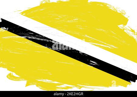 Distressed Schlaganfall Pinsel gemalt brunei Flagge auf weißem Hintergrund Stockfoto
