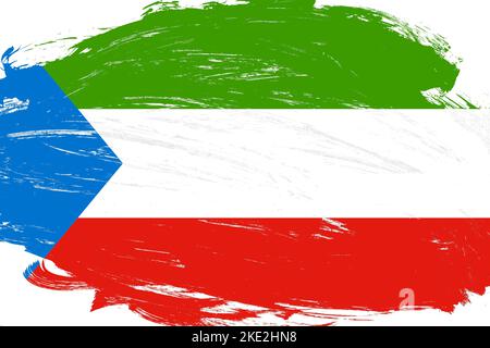 Distressed Schlaganfall Pinsel gemalt Äquatorialguinea Flagge auf weißem Hintergrund Stockfoto