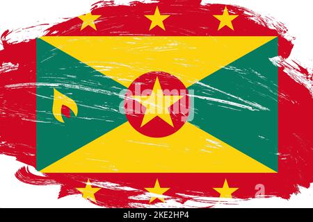 Notleidende Pinselstrich gemalt grenada Flagge auf weißem Hintergrund Stockfoto