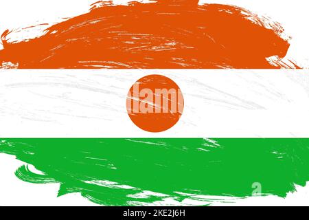 Distressed Schlaganfall Pinsel gemalt niger Flagge auf weißem Hintergrund Stockfoto