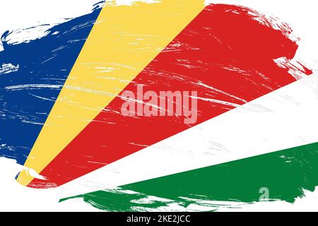 Distressed Schlaganfall Pinsel gemalt seychellen Flagge auf weißem Hintergrund Stockfoto
