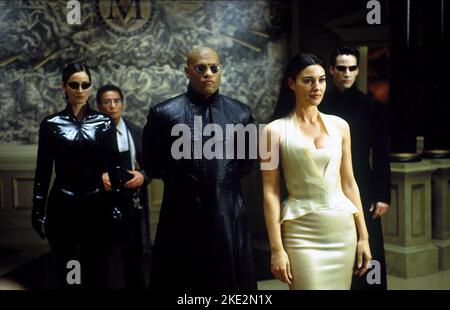 DIE MATRIX NEU GELADEN, CARRIE-ANNE MOSS, RANDALL DUK-KIM, LAURENCE FISHBURNE, MONICA BELLUCCI, KEANU REEVES, 2003 Stockfoto