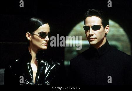 THE MATRIX RELOADED, CARRIE-ANNE MOSS, KEANU REEVES, 2003 Stockfoto