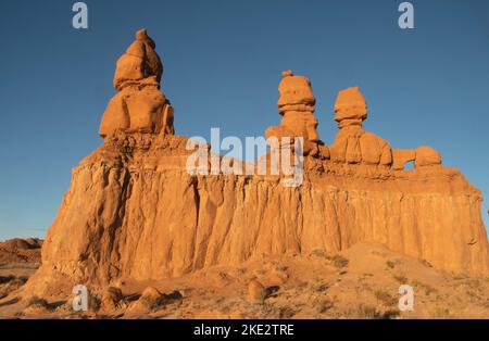 Three Sisters Rock Formation, Goblin Valley State Park, Utah Stockfoto