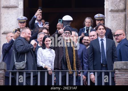 Rom, Italien. 09.. November 2022. Der italienische Sänger Vasco Rossi kommt im Campidoglio Palace in Rom an (Foto: Matteo Nardone/Pacific Press) Quelle: Pacific Press Media Production Corp./Alamy Live News Stockfoto