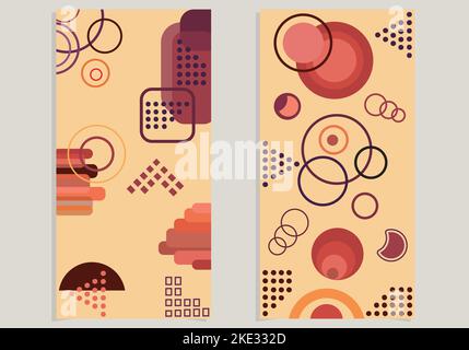 Mitte des Jahrhunderts bunte geometrische abstrakte Hintergründe. Kreatives modernes Design für Banner, Tapeten, Poster, Abdeckungen und Geschäftshintergründe. Stock Vektor
