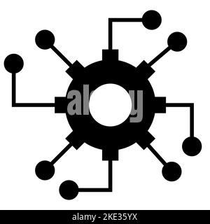 Automatisiertes Systemsymbol auf weißem Hintergrund. Automationsschild. Elektronisches Steuerungssymbol. Flacher Stil. Stockfoto