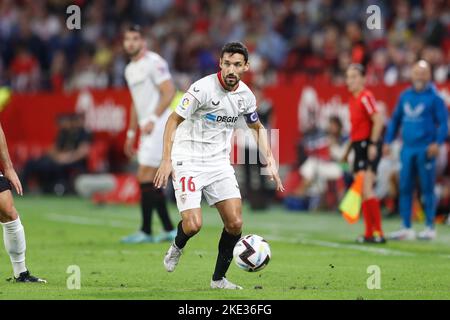 Sevilla, Spanien. 9.. November 2022. Jesus Navas (Sevilla) Fußball: Spanisches Spiel 'La Liga Santander' zwischen dem FC Sevilla 1-2 Real Sociedad im Estadio Ramon Sanchez-Pizjuan in Sevilla, Spanien. Quelle: Mutsu Kawamori/AFLO/Alamy Live News Stockfoto