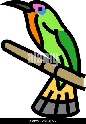 Rote bärtige Bienenfresser Vogel exotische Farbe Symbol Vektor Illustration Stock Vektor