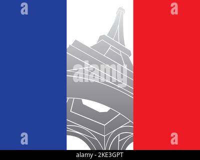 Frankreich, Fantasy-Flagge mit Eiffelturm-Design, Vektorgrafik Stock Vektor
