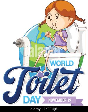 Welt Toilette Tag Text Design Illustration Stock Vektor