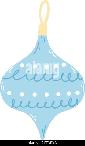 Weihnachtsbaum Spielzeug in Cartoon-flachen Stil. Handgezeichnete Vektordarstellung der Neujahrsdekoration Stock Vektor