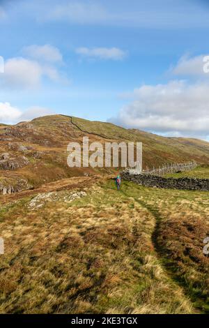 Blick auf den langen Kamm des Diffwys Mountain in der Rhinogydd Hill Range. Stockfoto