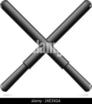 Cartoon Illustration von langen schwarzen Gummistöcken. Polizeibeamte Stock Vektor