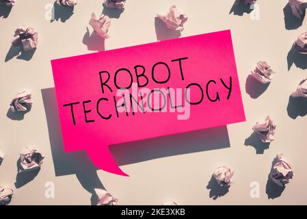 Handschriftschild Robot Technology. Geschäftskonzept entwickeln Sie Maschinen, die die menschliche Aufgabe ersetzen können Stockfoto