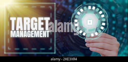 Schreiben mit Anzeige von Text Target Management. Unternehmensüberblick zur Förderung des Engagements der Kunden im Unternehmen Stockfoto