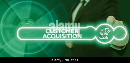 Konzeptioneller Titel Kundenakquise. Geschäftsansatz IT bezieht sich auf die Gewinnung neuer Kunden für das Unternehmen Stockfoto